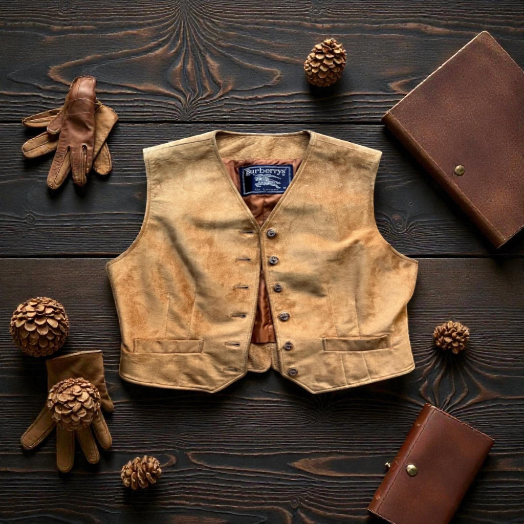 1980’s Vintage Burberrys Suede Vest / Vintage Burberry / Waistcoat
