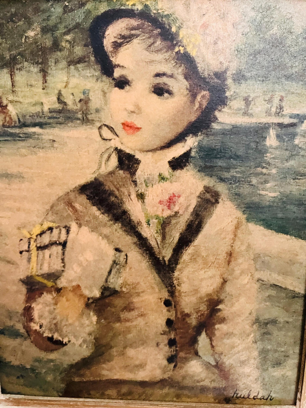 1950’s Framed Art “In Central Park” By Huldah Cherry Jeffe