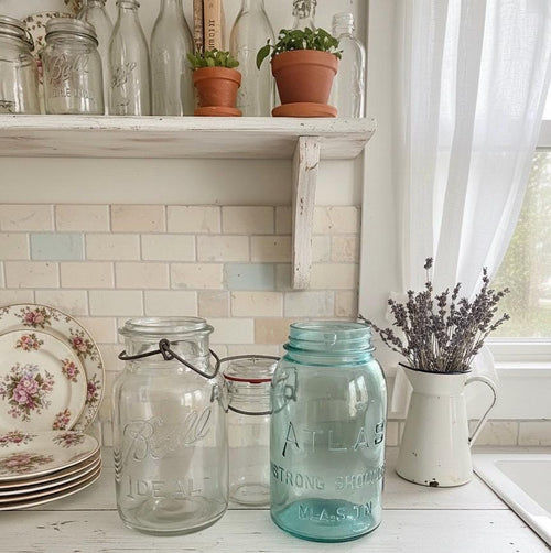 1920’s Atlas Aqua Blue Strong Sholder Mason Jar, Ball Ideal Mason Jar, Old Canning Jars, Country Decor, Shabby Chic