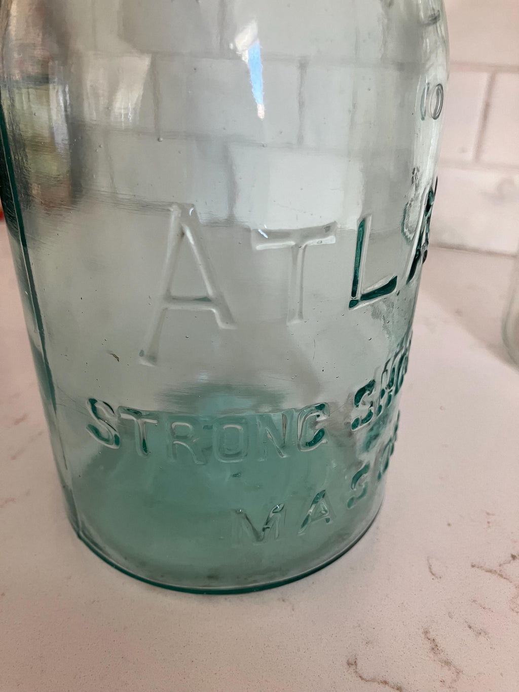 1920’s Atlas Aqua Blue Strong Sholder Mason Jar, Ball Ideal Mason Jar, Old Canning Jars, Country Decor, Shabby Chic
