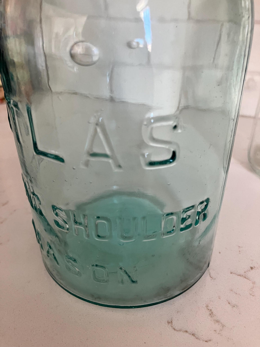 1920’s Atlas Aqua Blue Strong Sholder Mason Jar, Ball Ideal Mason Jar, Old Canning Jars, Country Decor, Shabby Chic