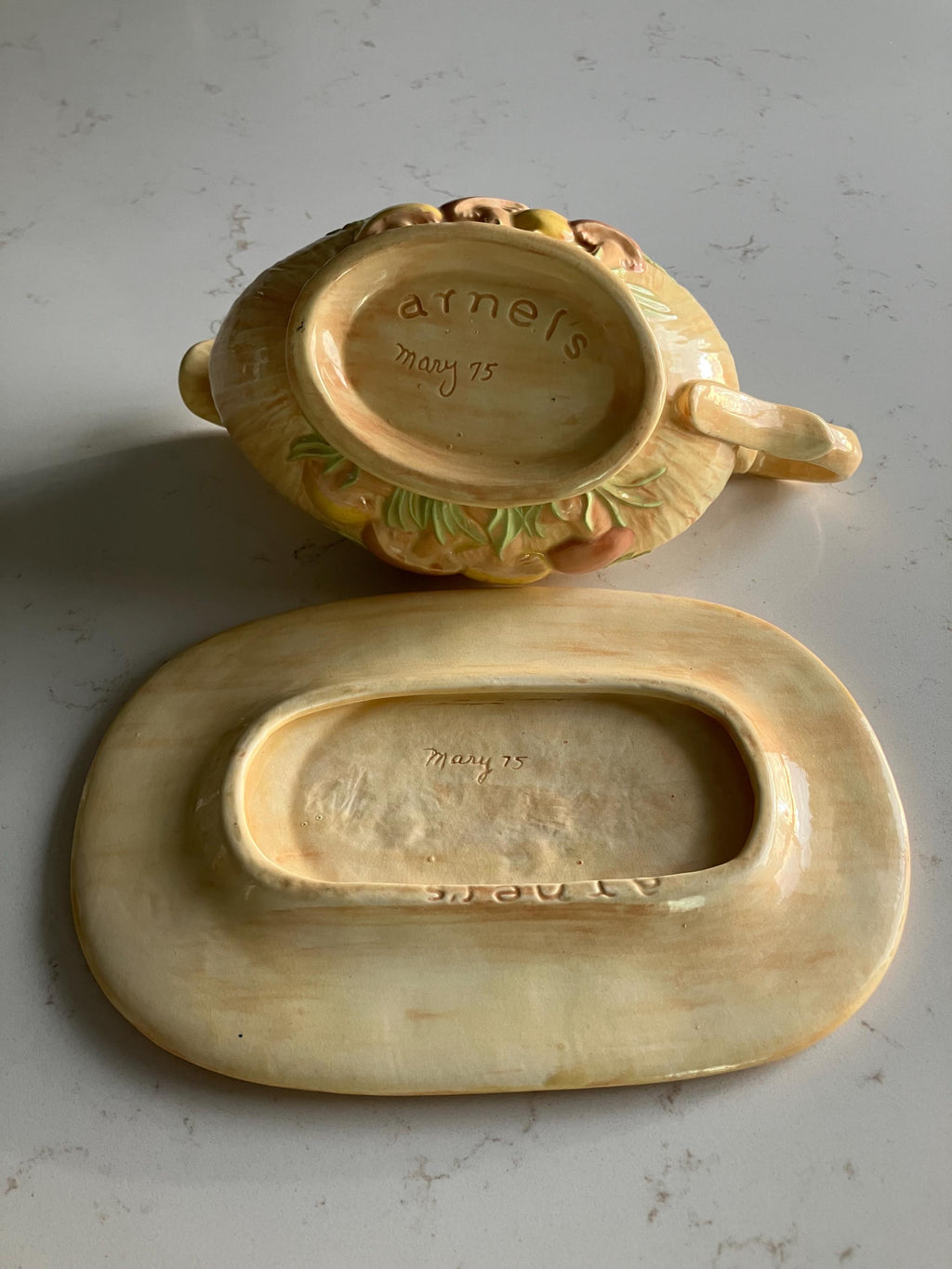 Arnels Mushroom Gravy Boat With Under Plate - Retro 70’s Home Decor