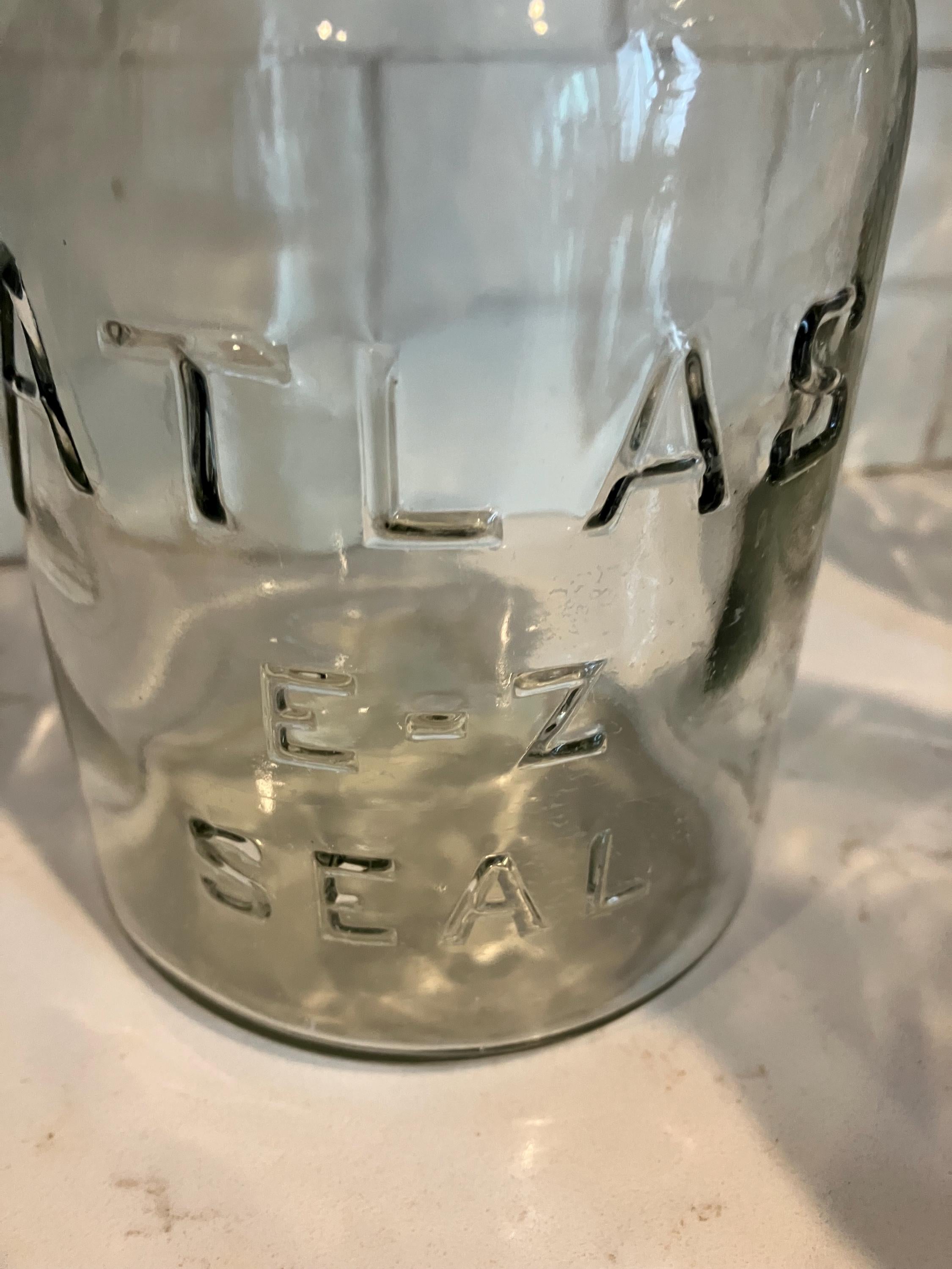 1930’s Hazel Atlas E-Z Seal Mason Jars, Vintage Canning Jars 8 x 3 1/2 Old Canning Jars