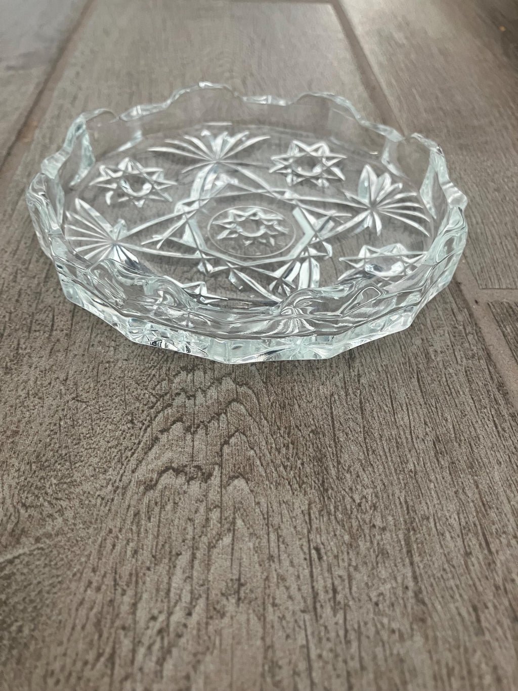Anchor Hocking Pressed Glass Ashtray, Star Of David 1950’s