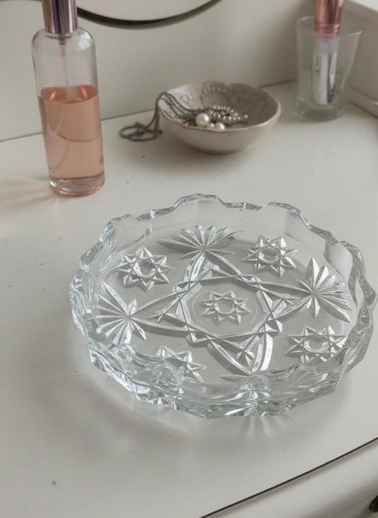 Anchor Hocking Pressed Glass Ashtray, Star Of David 1950’s