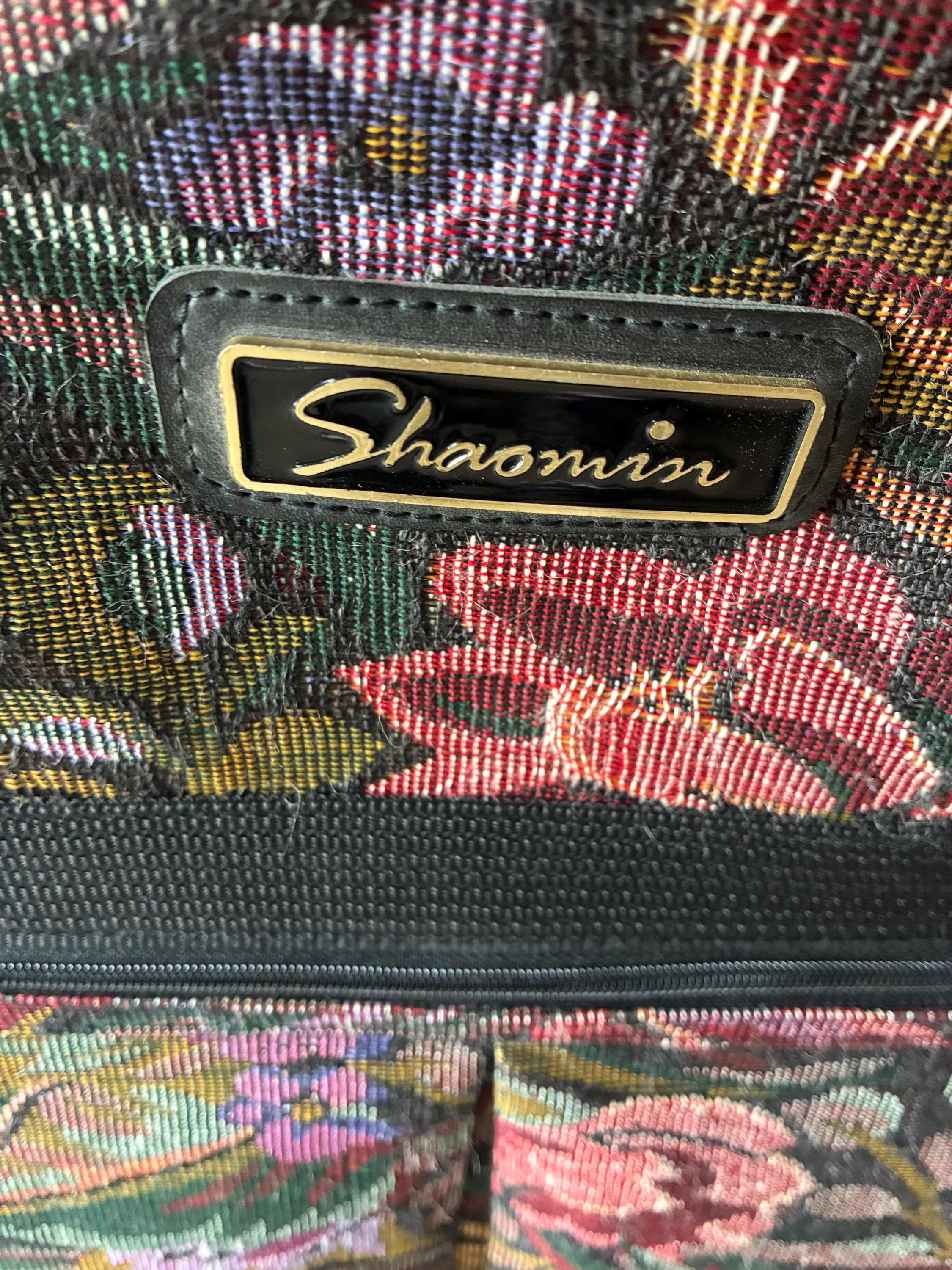 1980’s Sharmin Floral Pattern Tapestry Rolling Suitcase, XL Luggage, Travel Bag, Retro Decor, Flowers, Canvas Cotton