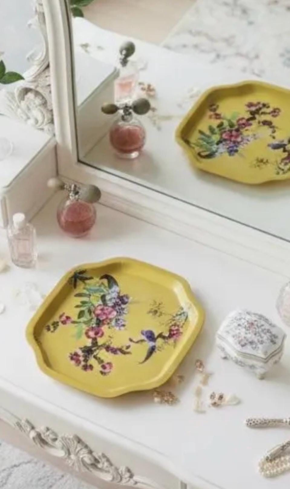 1960’s Oriental Tin Tray  Bird On A Branch Chinoiserie Asian Design