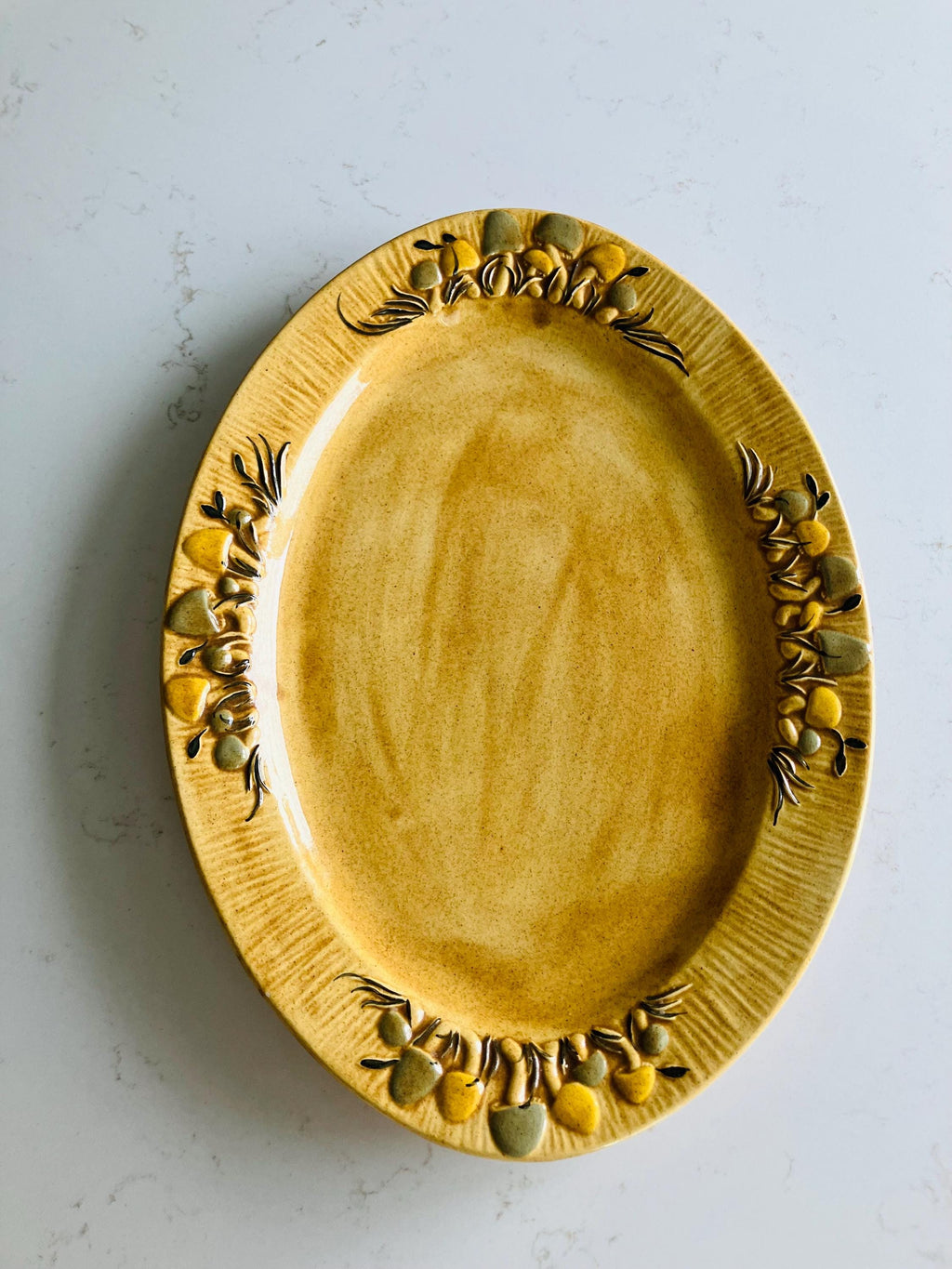 1970s Arnels Mushroom Serving Platter, Large Oval Dish