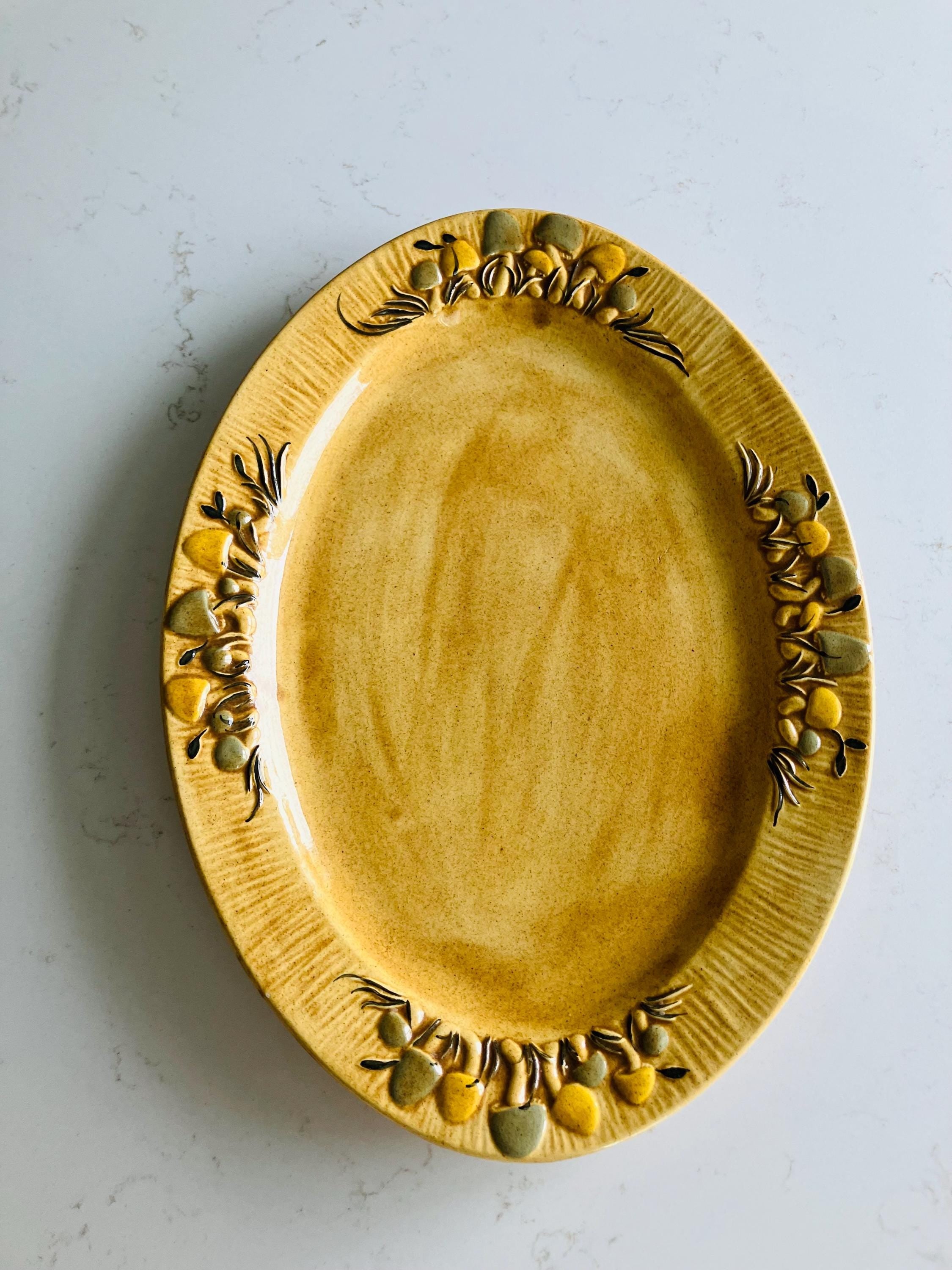 1970s Arnels Mushroom Serving Platter, Large Oval Dish