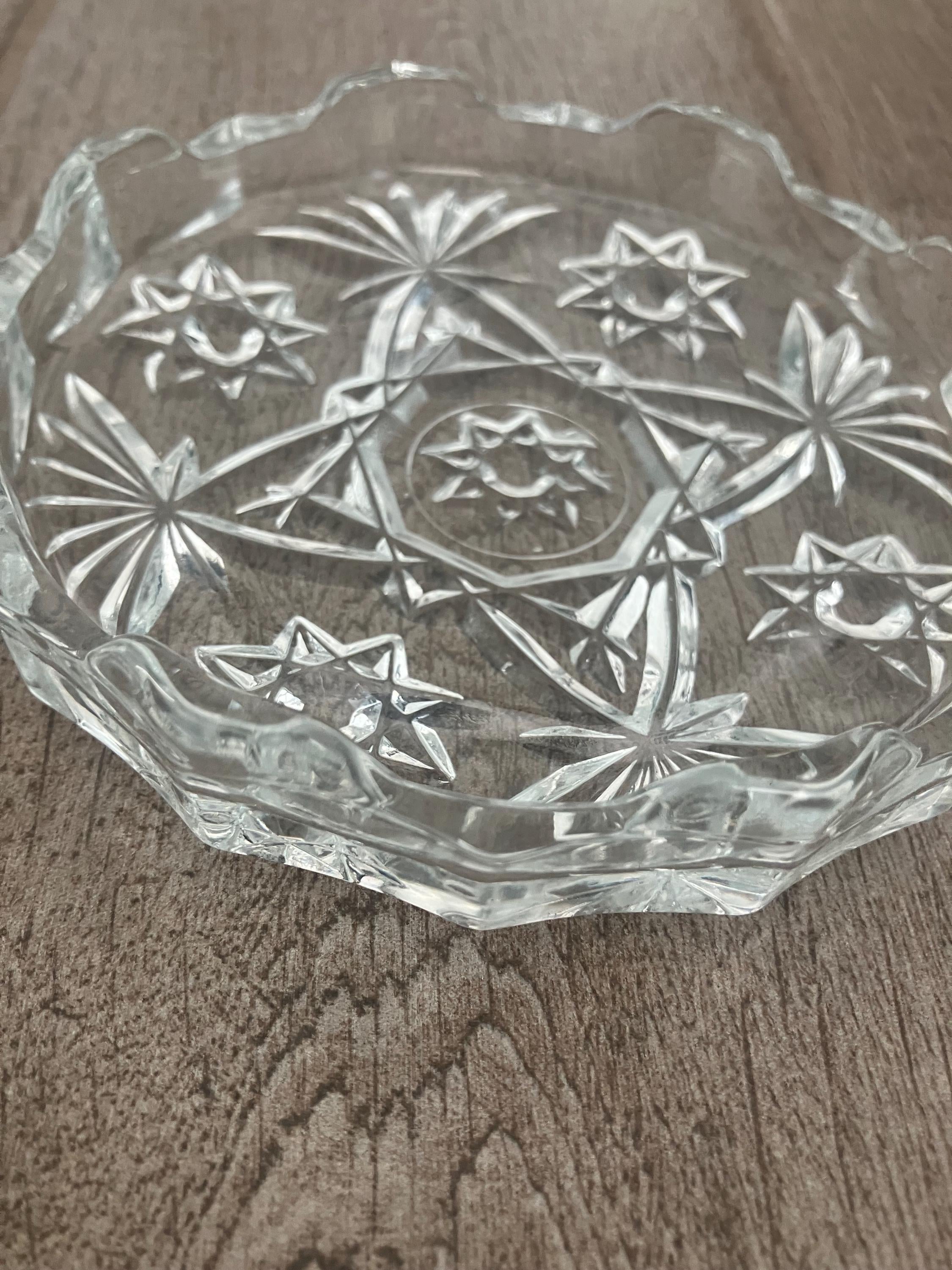 Anchor Hocking Pressed Glass Ashtray, Star Of David 1950’s