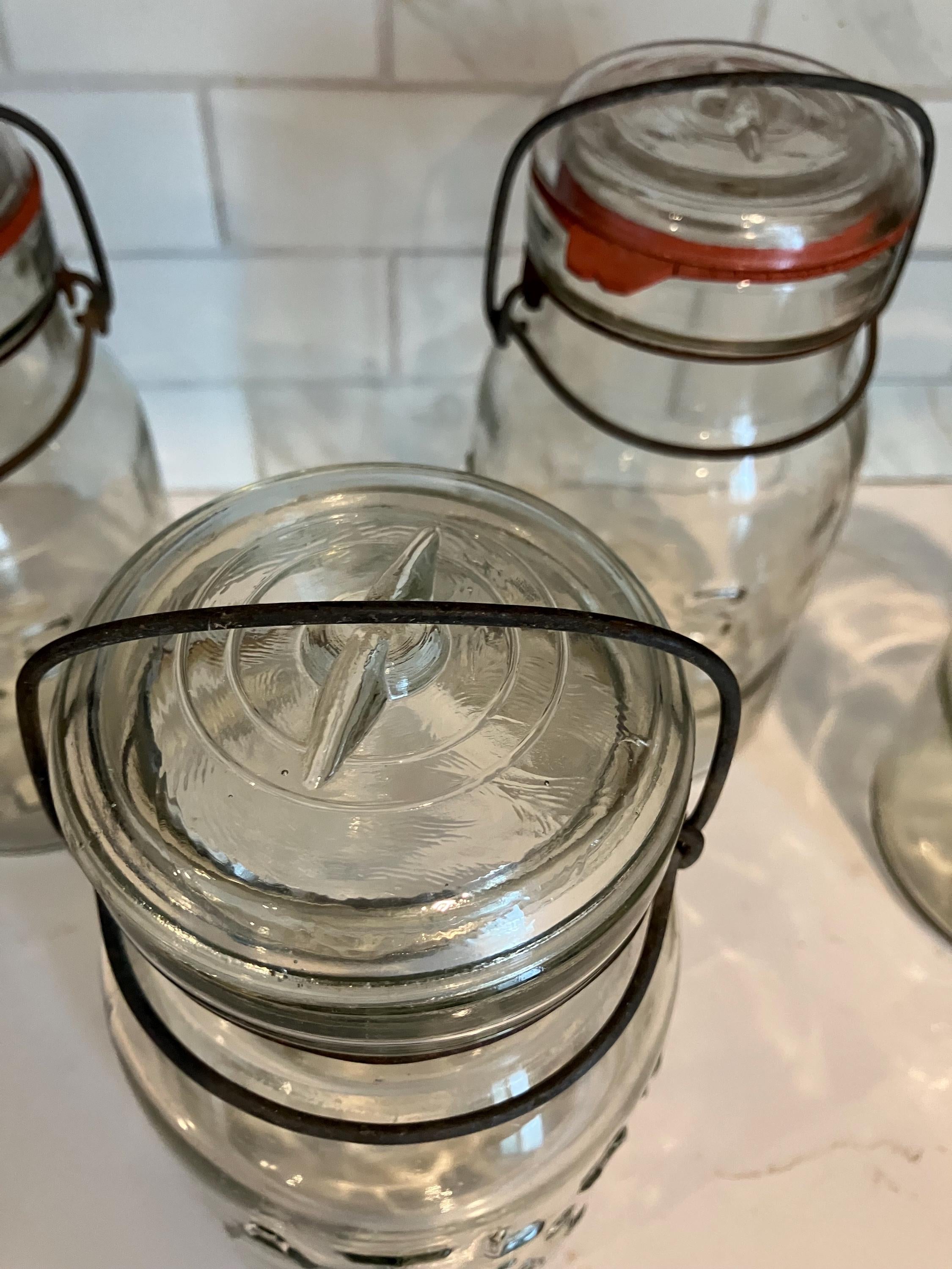 1930’s Hazel Atlas E-Z Seal Mason Jars, Vintage Canning Jars 8 x 3 1/2 Old Canning Jars