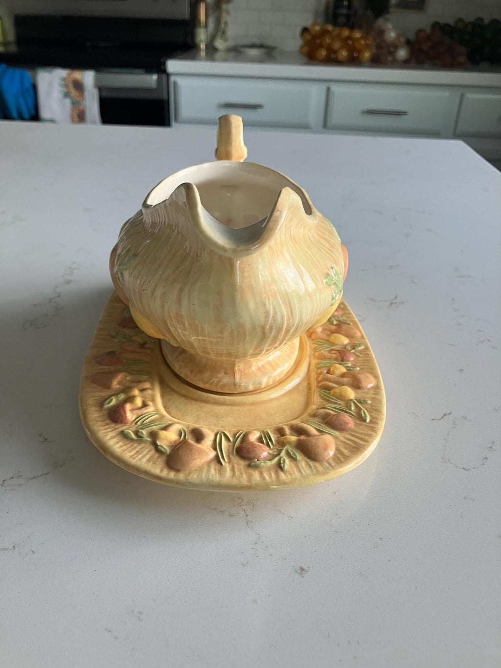 Arnels Mushroom Gravy Boat With Under Plate - Retro 70’s Home Decor